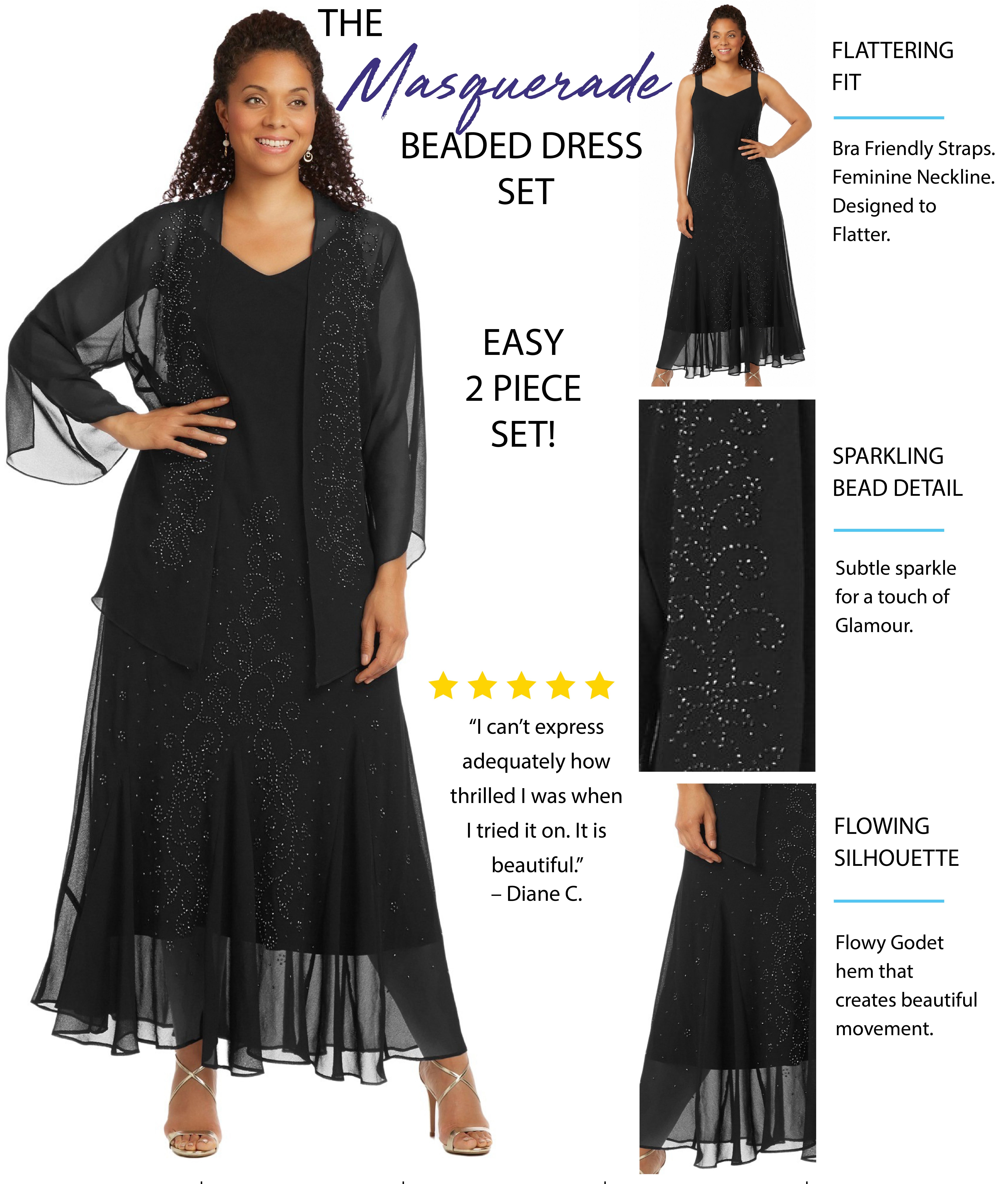 Masquerade Beaded Dress Set image number 1