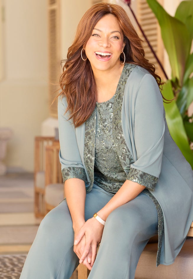 3-Piece Lace Gala Pant Suit image number 8