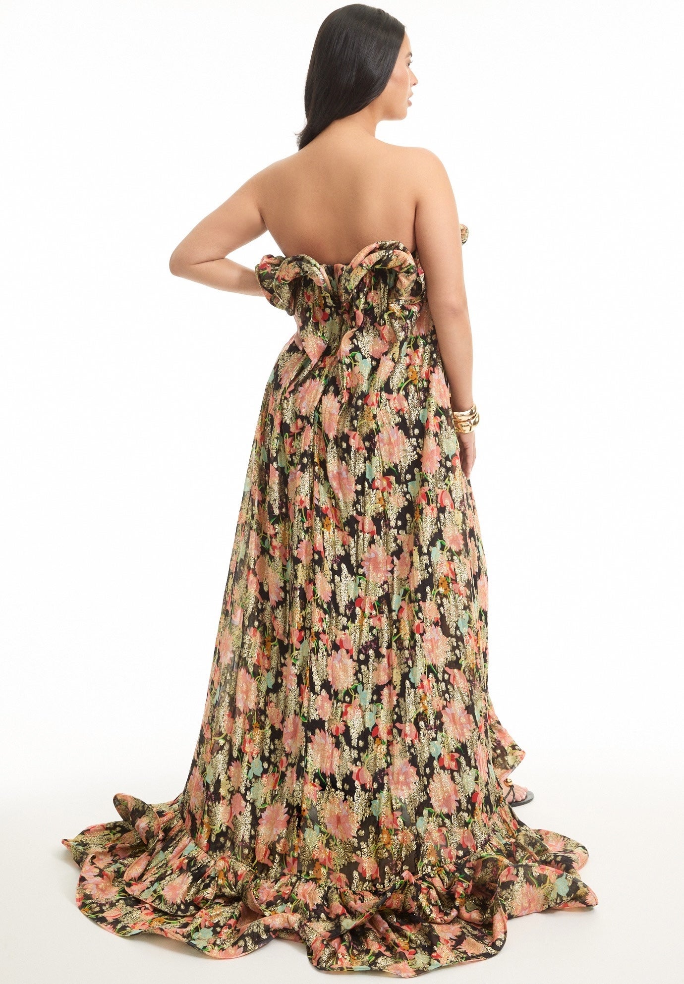 Ruffled Metallic Maxi Dress image number 1