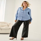 Metallic Satin Button-Down Blouse image number null