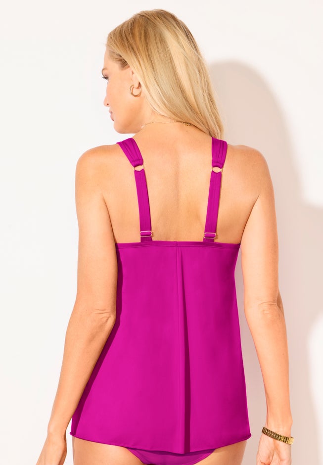 Bra Sized Drape Front Lightweight Underwire Tankini Top image number 1