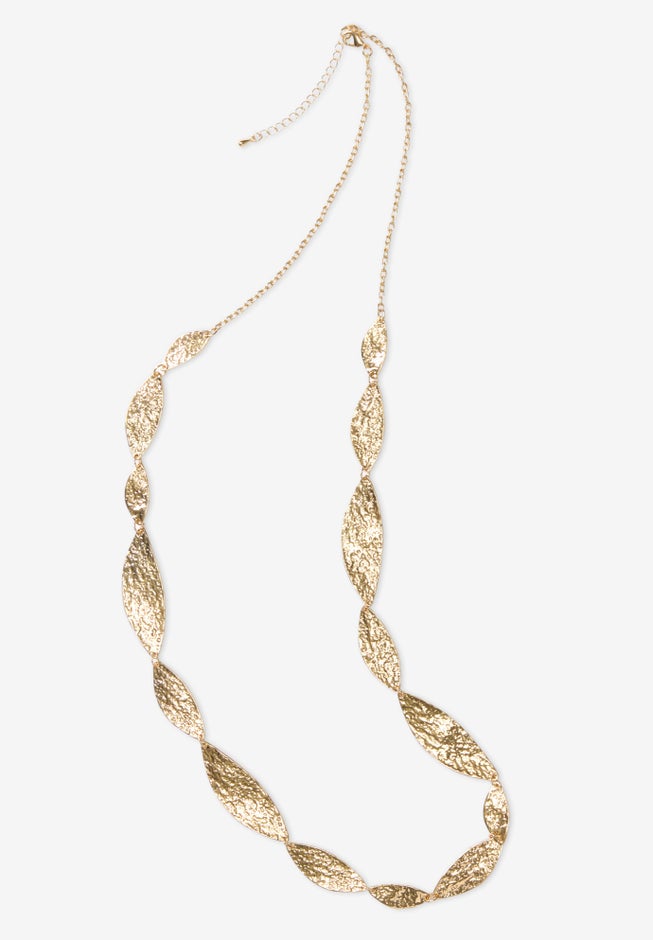 Long Hammered Statement Necklace image number 1