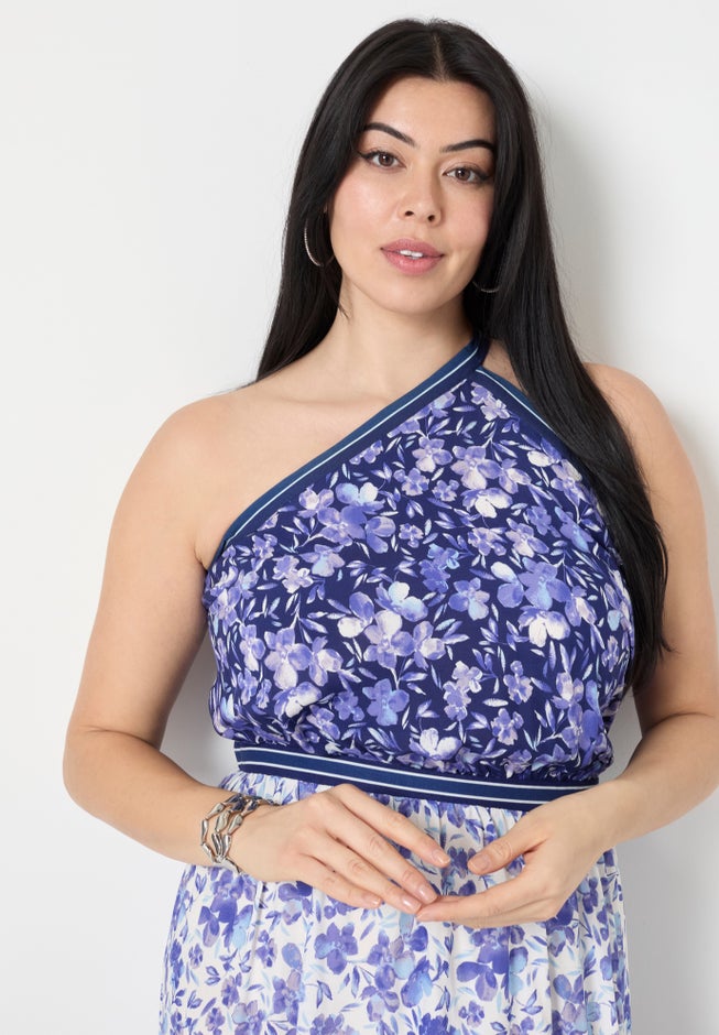 One-Shoulder Tiered Maxi Dress image number null