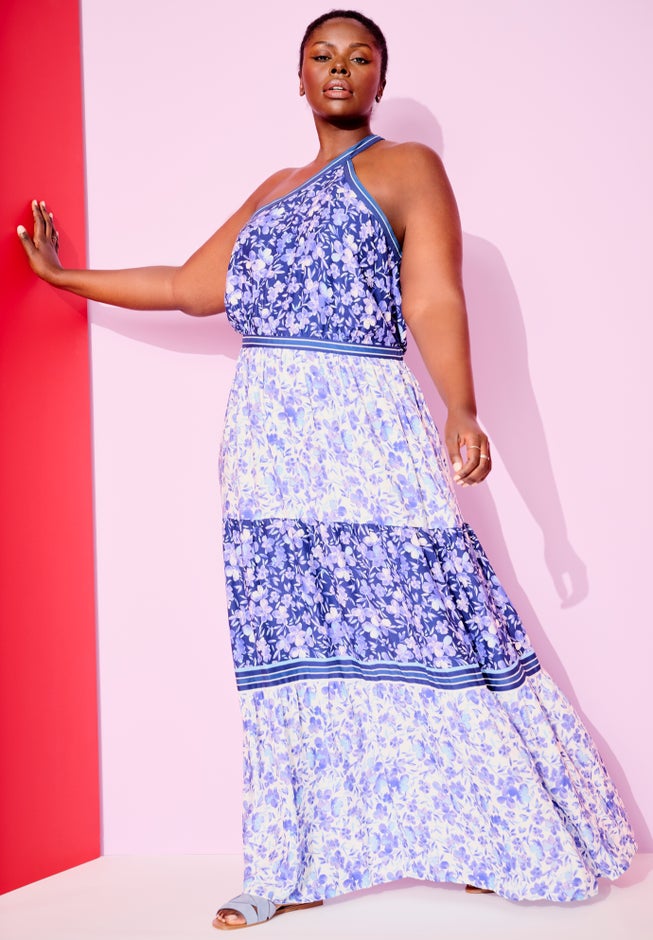 One-Shoulder Tiered Maxi Dress image number null
