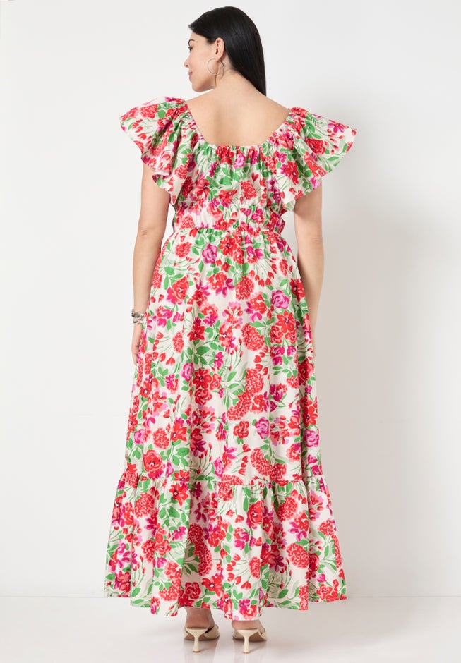 Smocked Poplin Maxi Dress image number null