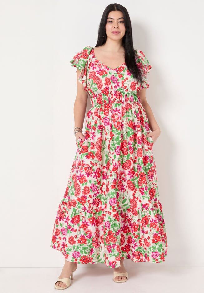 Smocked Poplin Maxi Dress image number null