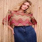 Mutton-Sleeve Organza Blouse image number null