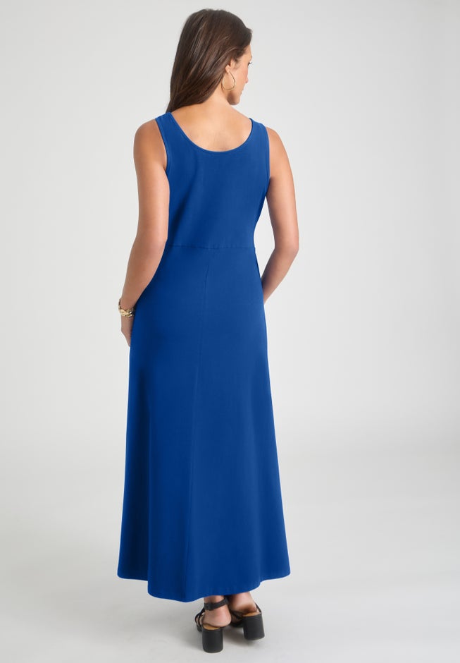 Stretch Cotton Side Tie Maxi Dress image number 1