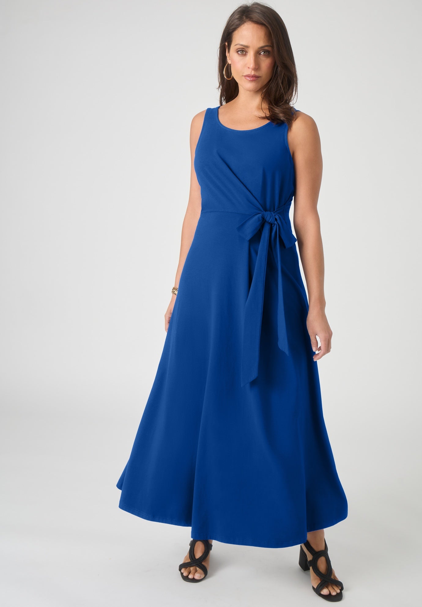 Stretch Cotton Side Tie Maxi Dress image number 0