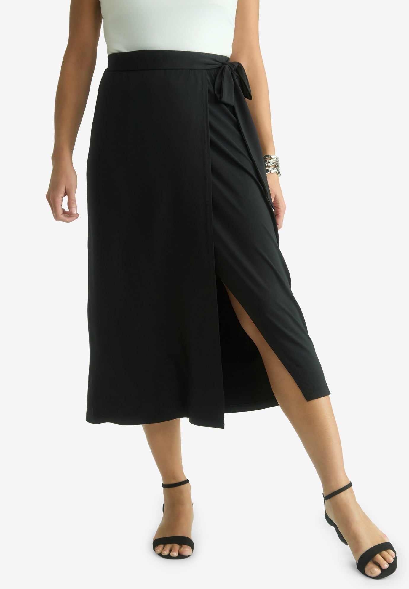 Faux Wrap Midi Skirt image number 0