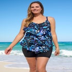 Longer-Length V-Neck Tiered-Ruffle Tummy Control Tankini Top image number 0