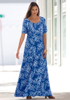 plus size maxi dresses for summer Turquoise Floaty Silk Dress and a refreshing summer or fall wardrobe addition in beautiful florals Final Sale Plus Size Maxi