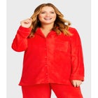 Plain Button Fleece Sleep Top image number 0