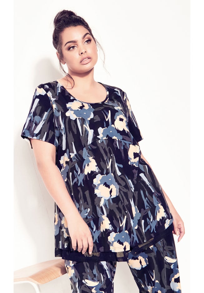 Mesh Contrast Print Tunic image number null