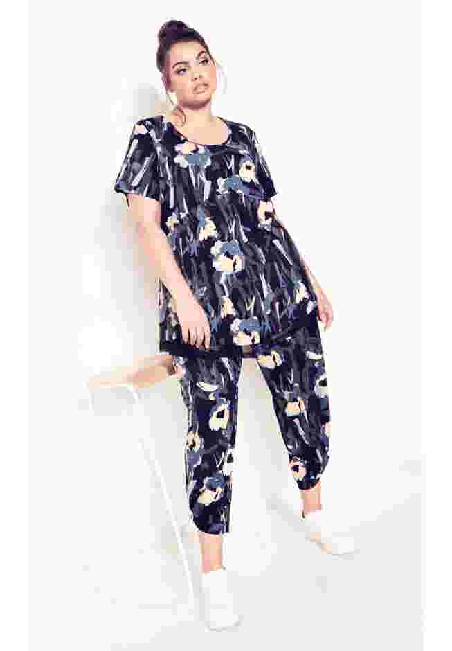 Mesh Contrast Print Tunic image number 0