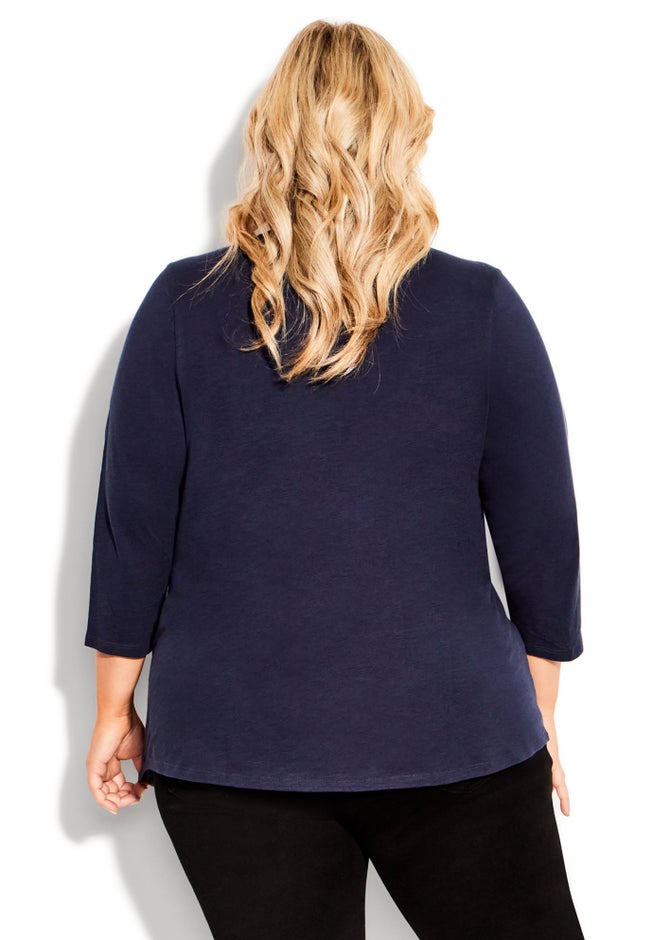 Notch Neck Plain Tee image number 2