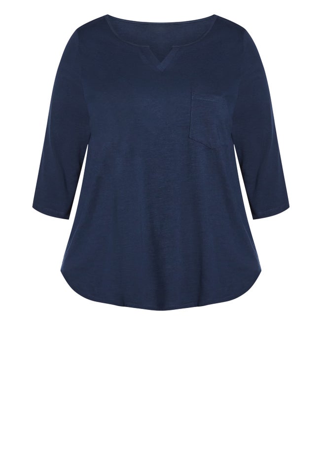 Notch Neck Plain Tee image number 4