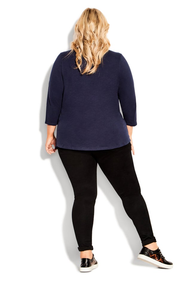 Notch Neck Plain Tee image number 3