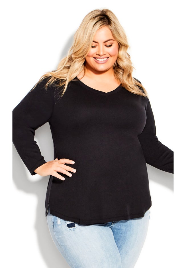 V-Neck Essential Long Sleeve Tee image number 0