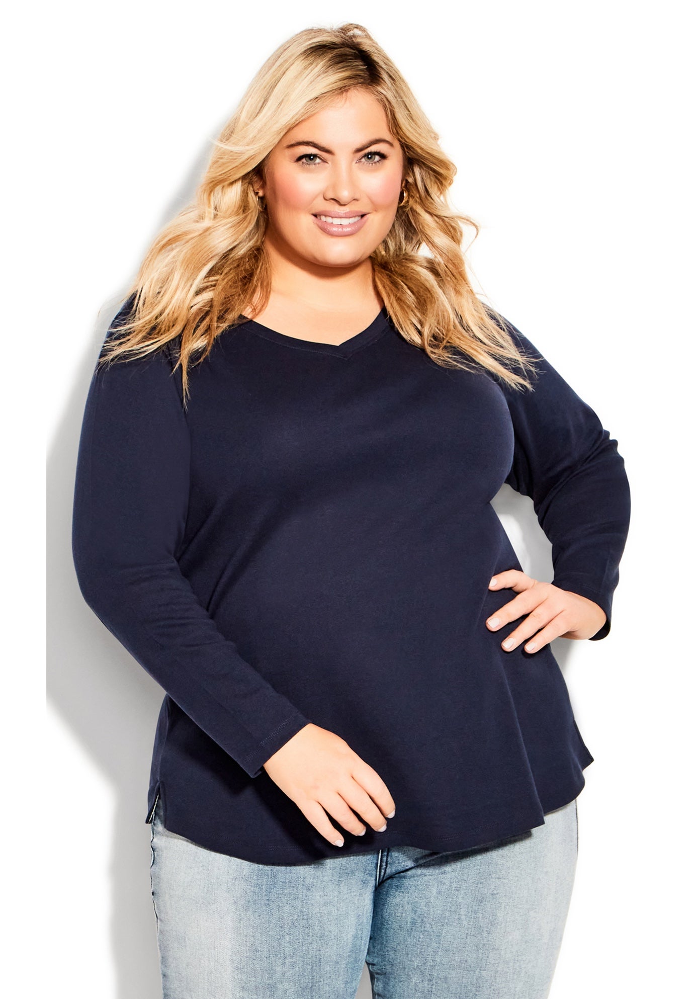 V-Neck Essential Long Sleeve Tee image number 1