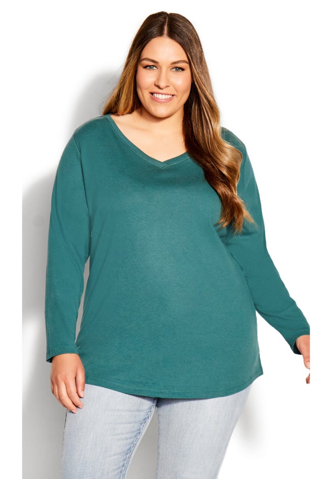V-Neck Essential Long Sleeve Tee image number 1