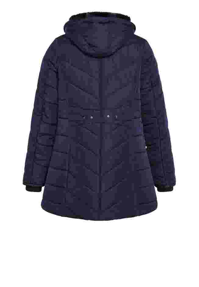 Chevron Faux Fur Hood Long Puffer Coat image number 7