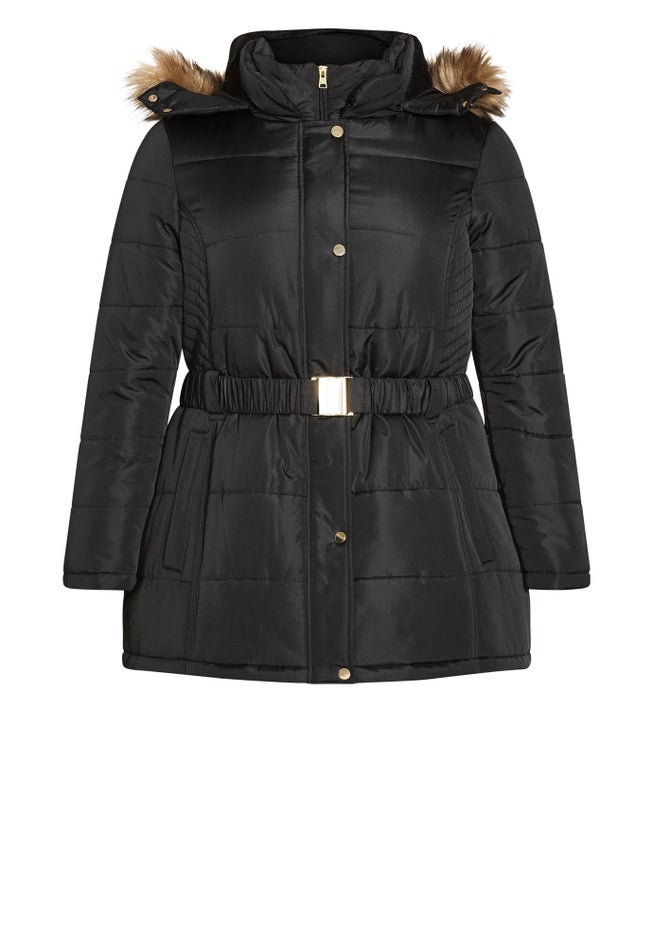 Belted Hood Puffer Coat image number 4