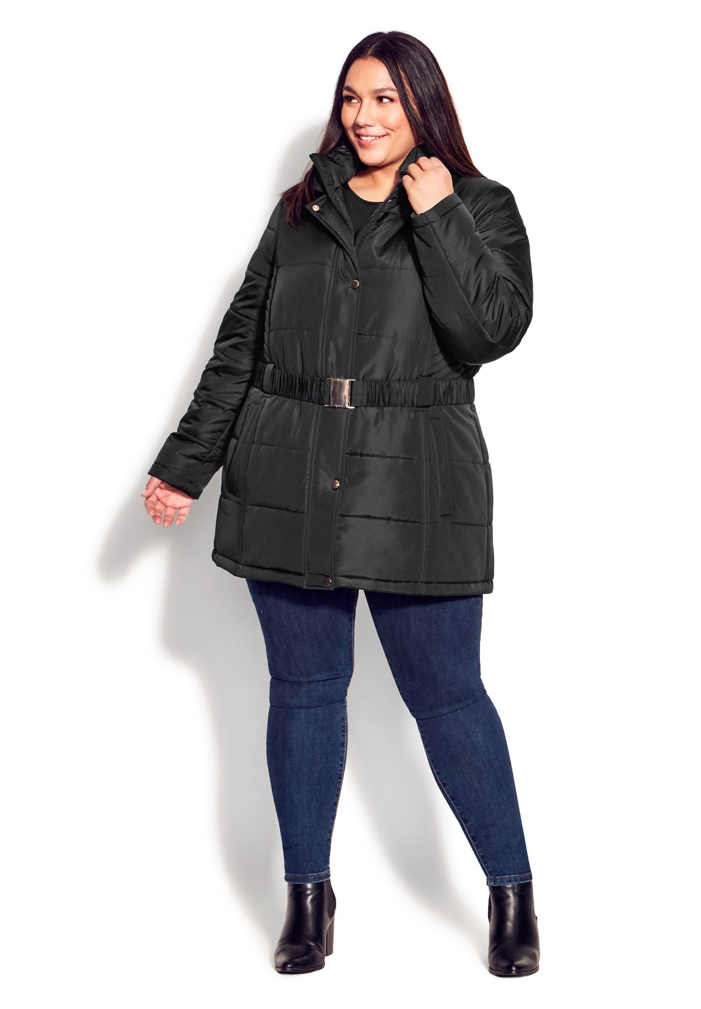 Belted Hood Puffer Coat image number 3