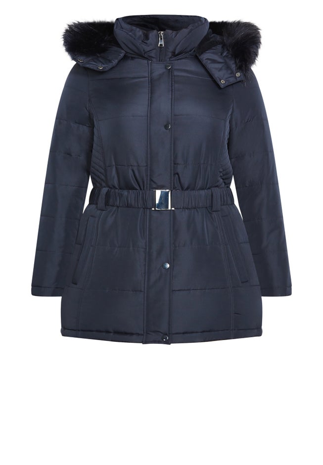 Belted Hood Puffer Coat image number 4