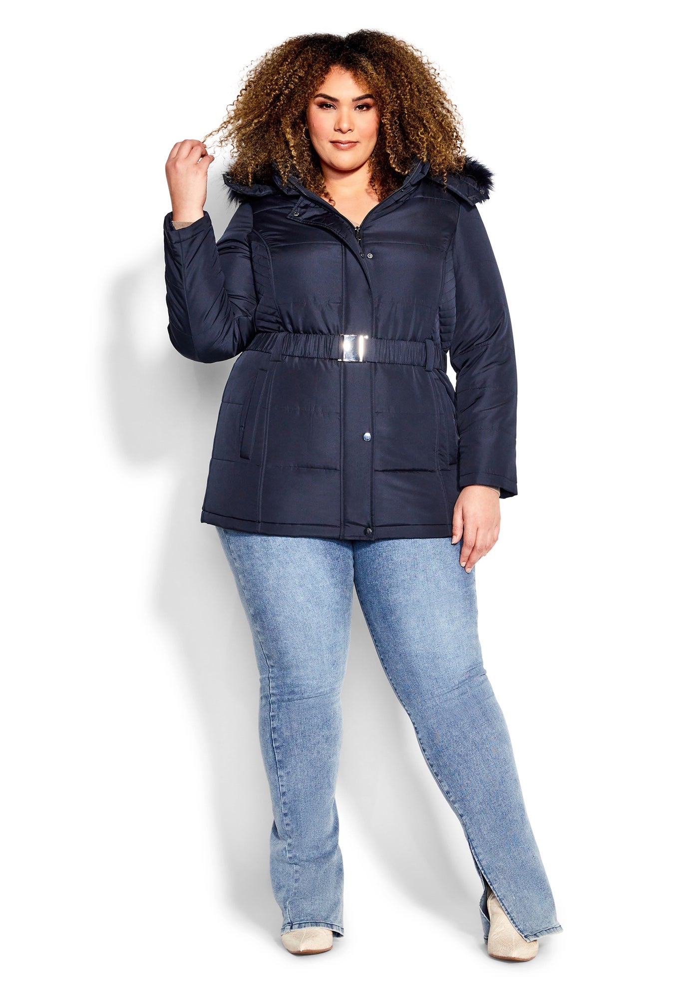Belted Hood Puffer Coat image number 2