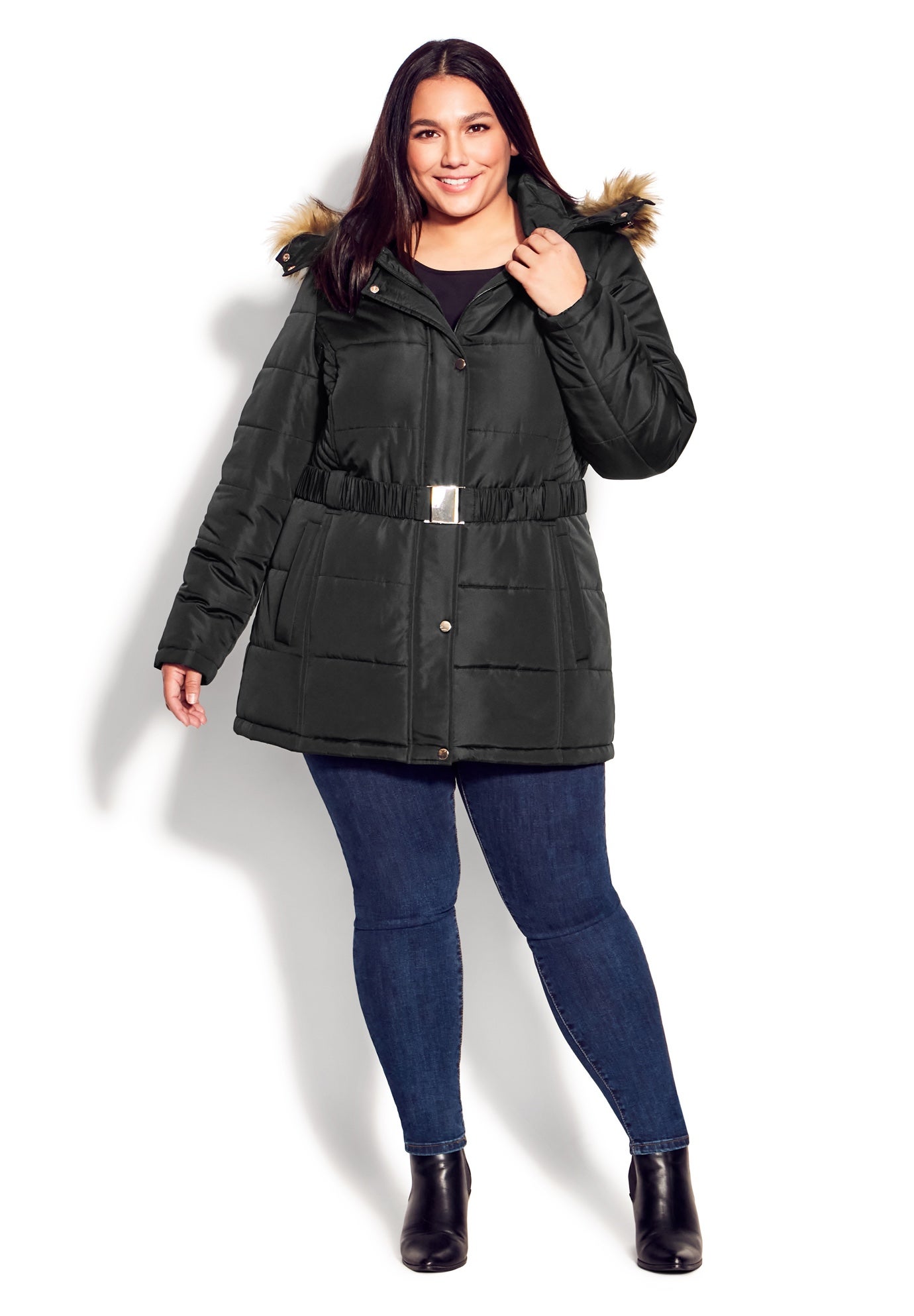 Belted Hood Puffer Coat image number 0