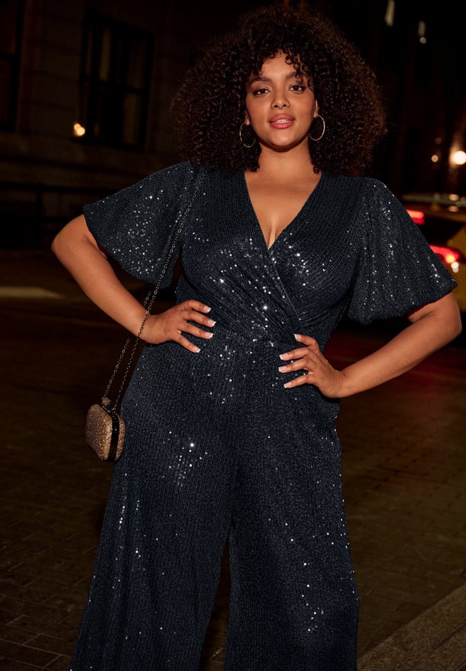 Nada Sequin Puff Sleeve Jumpsuit image number 1