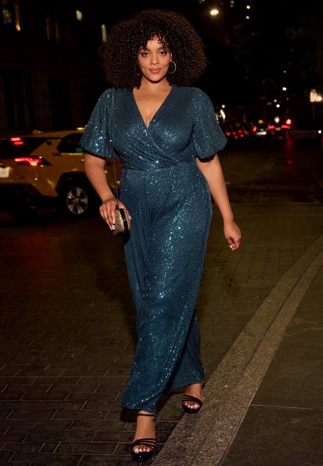 Nada Sequin Puff Sleeve Jumpsuit image number 1