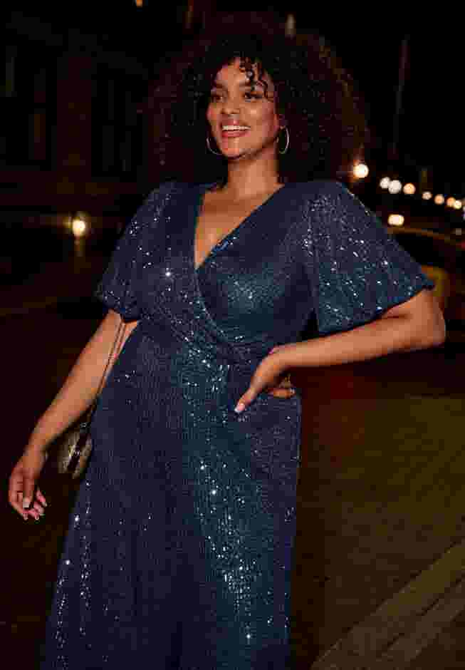 Nada Sequin Puff Sleeve Jumpsuit image number 1