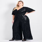 Nada Sequin Puff Sleeve Jumpsuit image number null