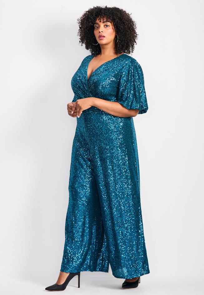 Nada Sequin Puff Sleeve Jumpsuit image number 3