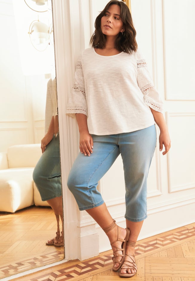 Butter Denim Pull On Crop Jean image number 5