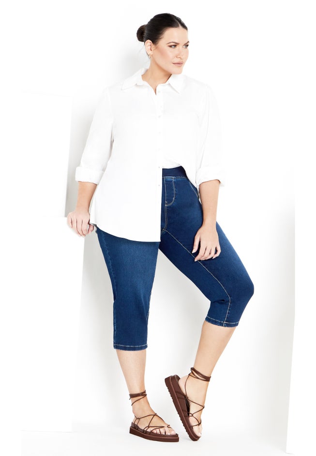 Butter Denim Pull On Crop Jean image number 1