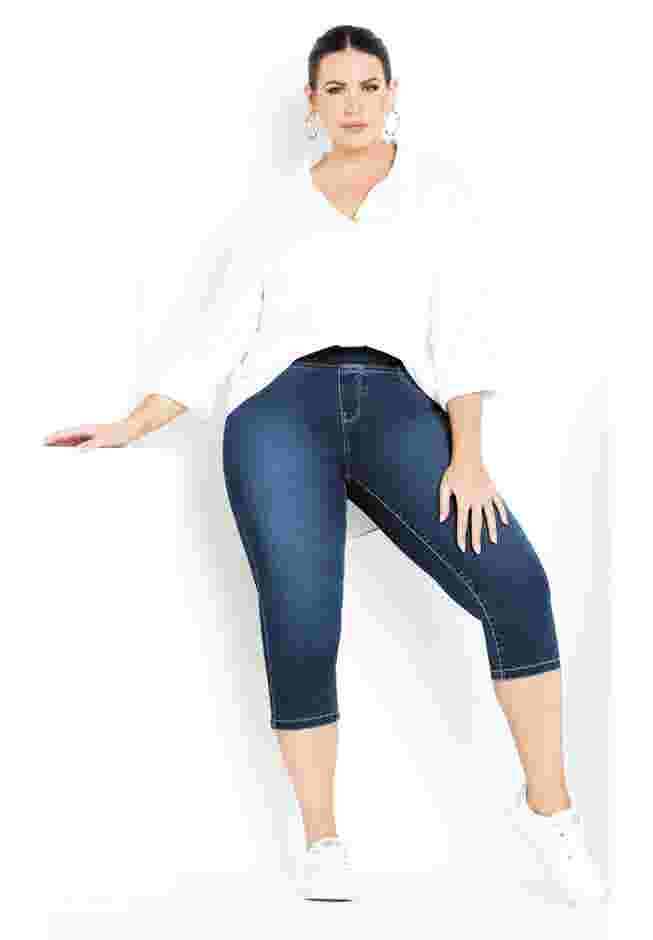 Butter Denim Pull On Crop Jean image number 1