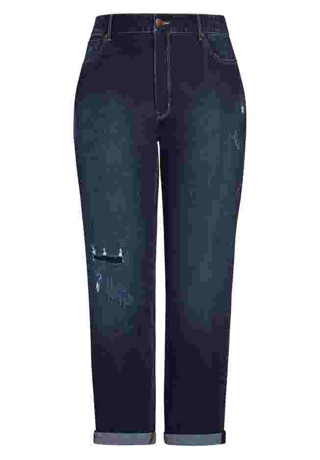 Girlfriend Rip Jean Dark Wash Average