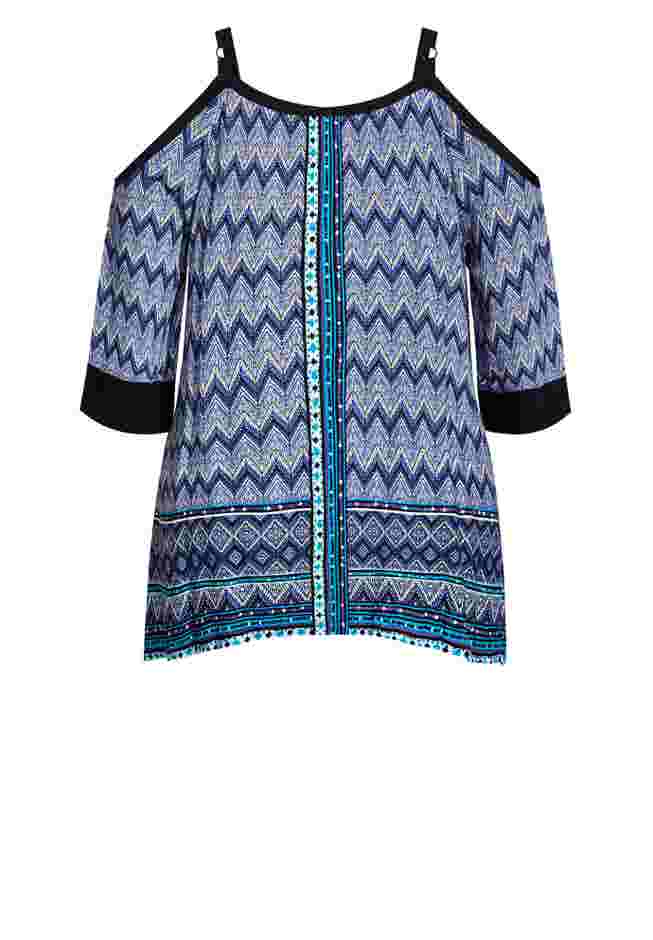 Daisy Cold Shoulder Border Top image number 5