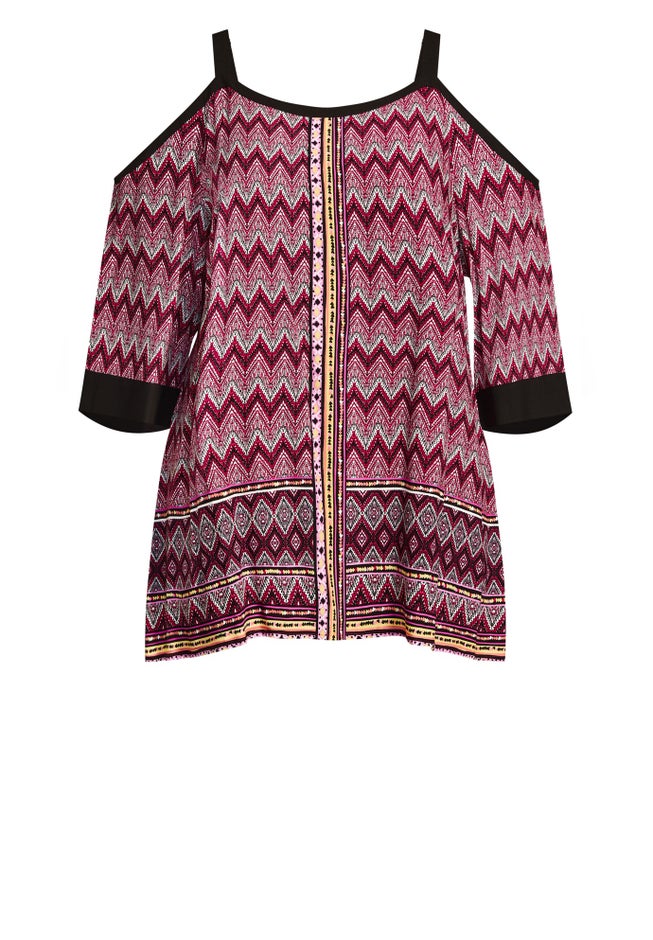 Daisy Cold Shoulder Border Top image number 2