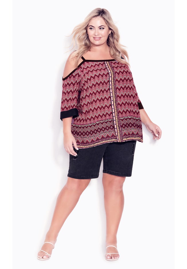 Daisy Cold Shoulder Border Top image number 0