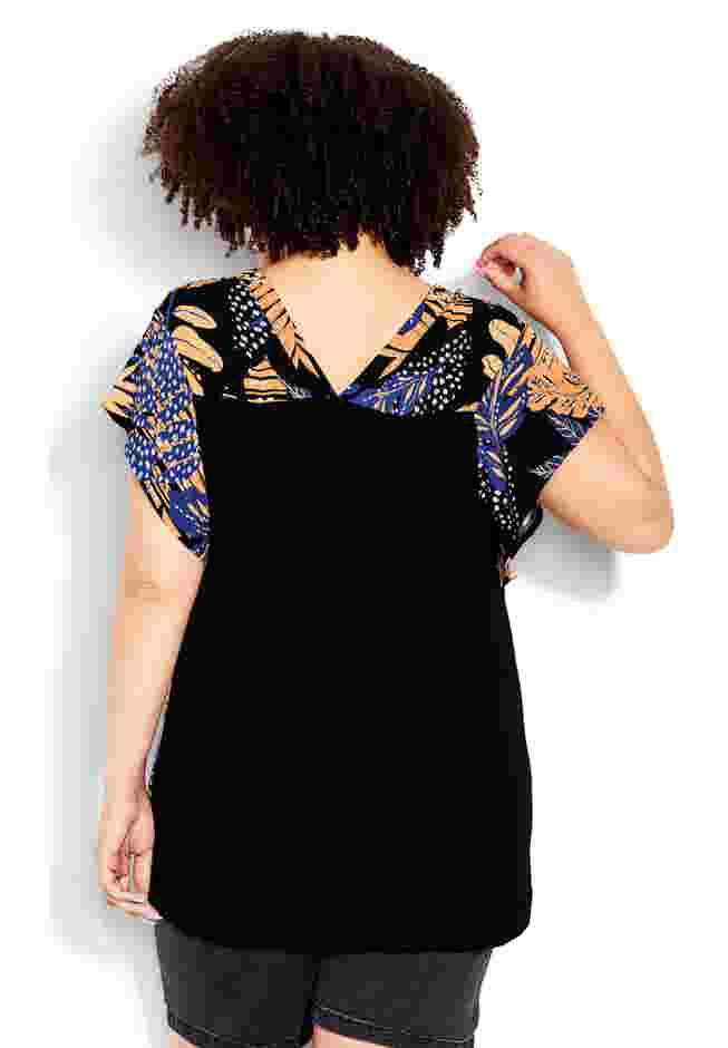 Mixed Media V-Neck Ruffle Top image number 1