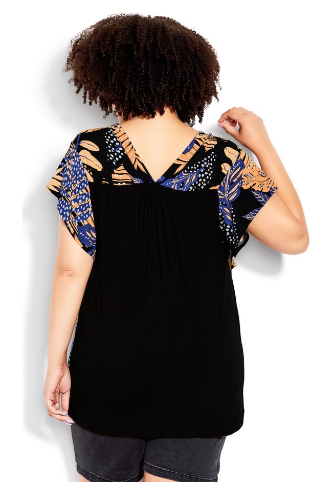 Mixed Media V-Neck Ruffle Top image number 1