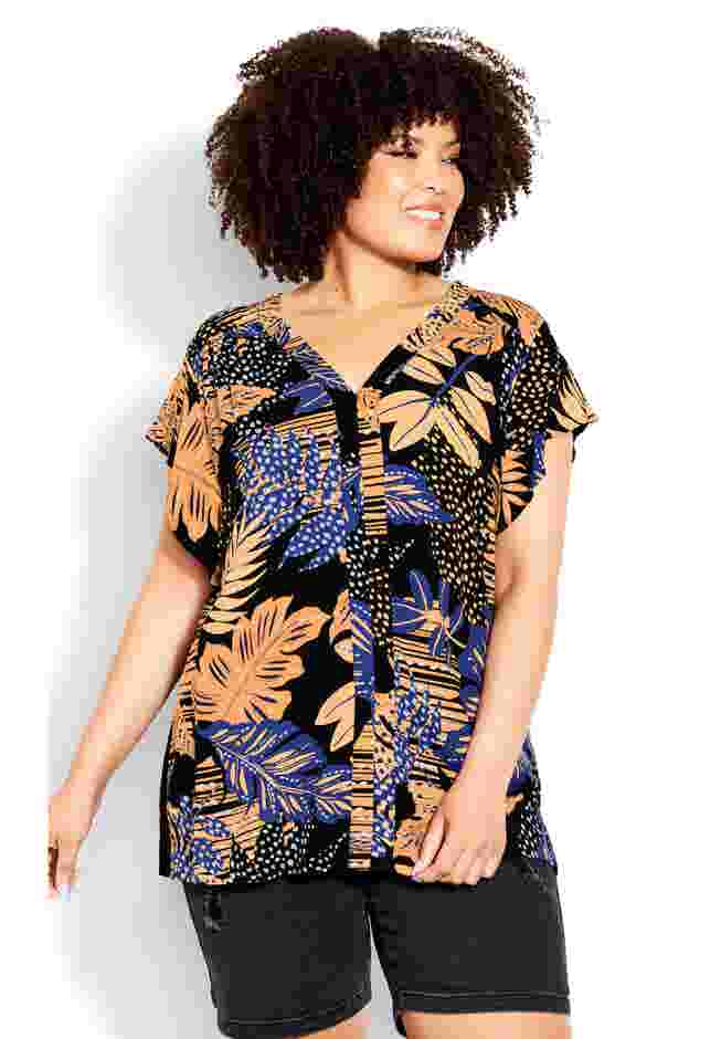 Mixed Media V-Neck Ruffle Top image number 3