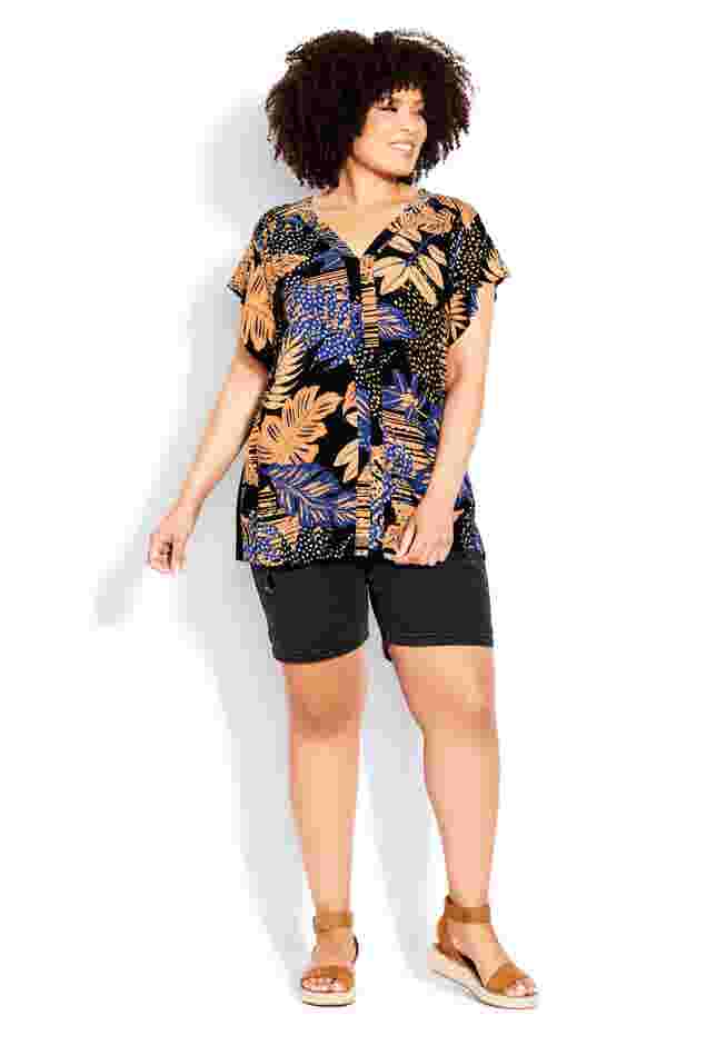 Mixed Media V-Neck Ruffle Top image number 0