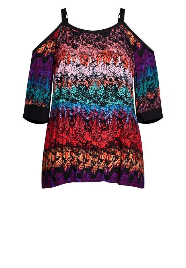 Daisy Cold Shoulder Print Top image number null