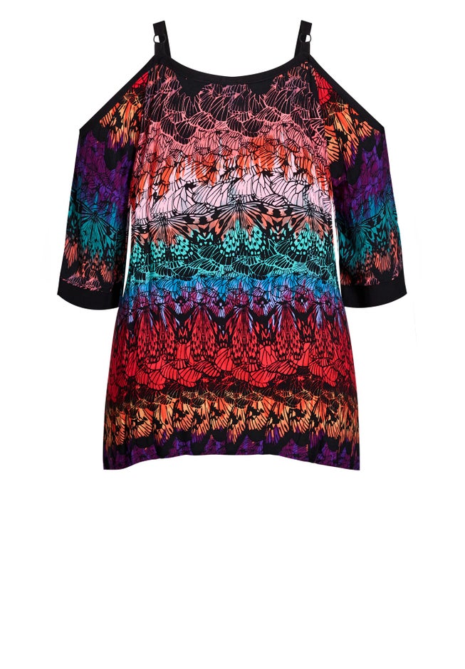 Daisy Cold Shoulder Print Top image number null