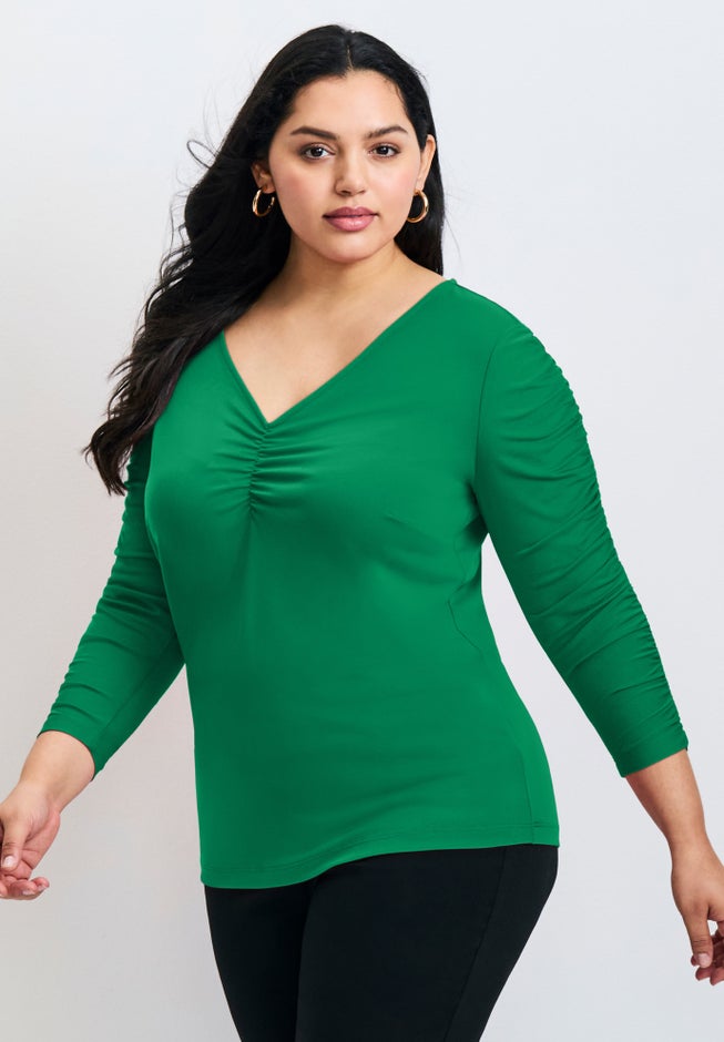 Naomi V Neck Gathered Sleeve Top image number 1